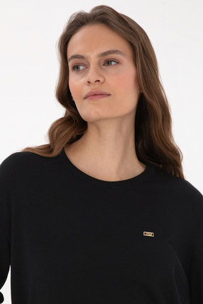 Kadın Siyah Bisiklet Yaka Basic Kazak 50313579-VR046 Image 1