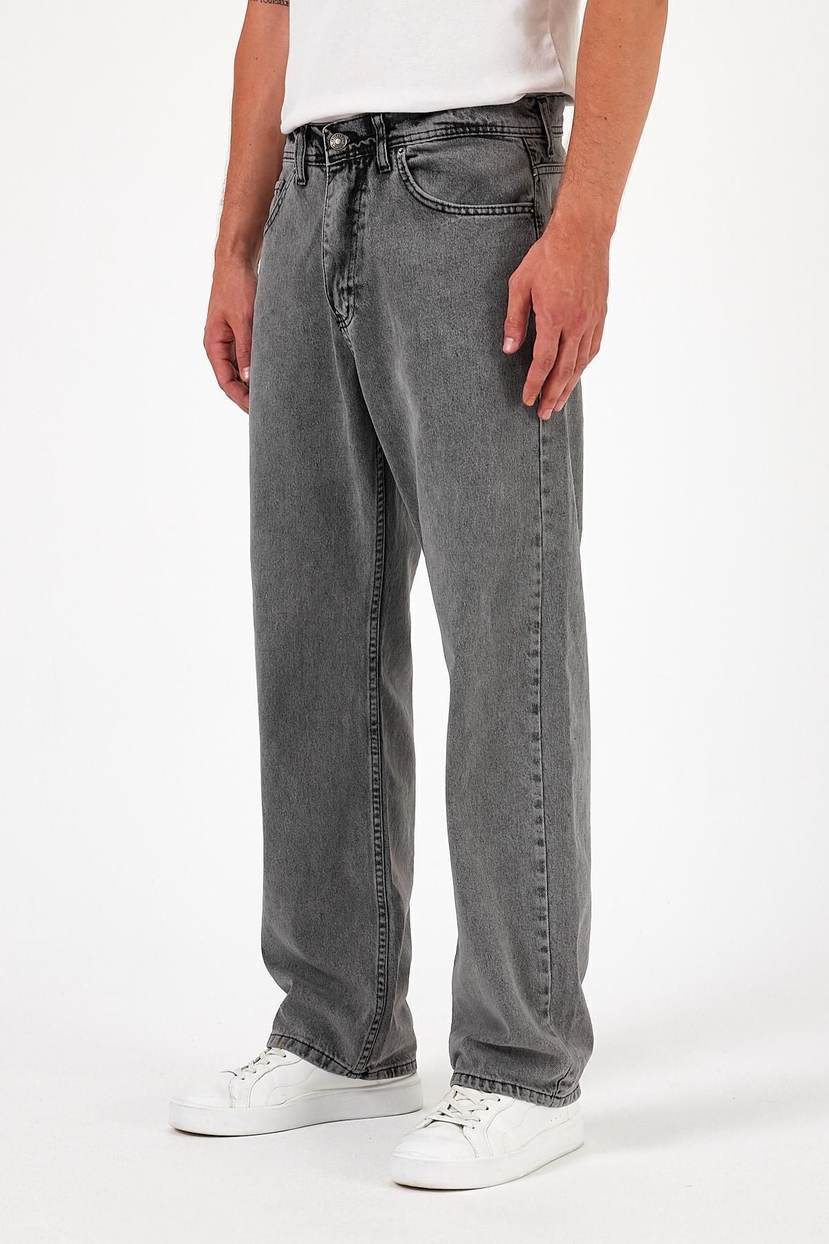 اورسایز مردانه گشاد فاق بلند جین گشاد دودی