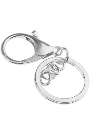 10 Adet Nikel Zincirli Papağanlı Yassı Ezme 3 cm Anahtarlık Image 1