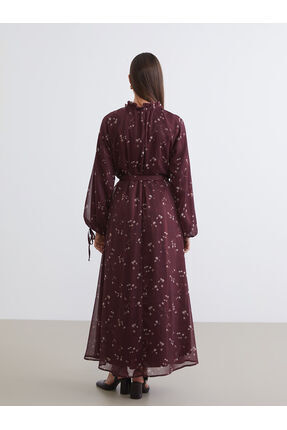Özmarka Yeni Sezon Desenli Belden Oturtmalı Şifon Elbise Image 3