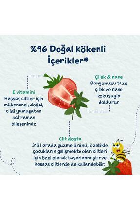 Çilek ve Organik Nane Özlü 3'ü 1 Arada Yüzme Sonrası Çocuk Şampuan 250ml Image 3