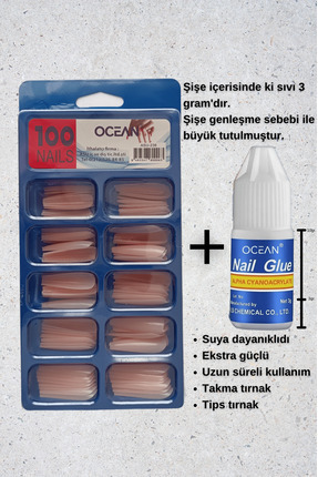OCEAN Takma Tırnak ( Balerin 236 Pembe ) + Tırnak Yapıştırıcısı ( Nail Glue ) 3gr | Suya Dayanıklı Image 2