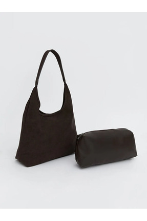 LCW ACCESSORIES Kahverengi Deri Görünümlü Kadın Moon Çanta Image 1