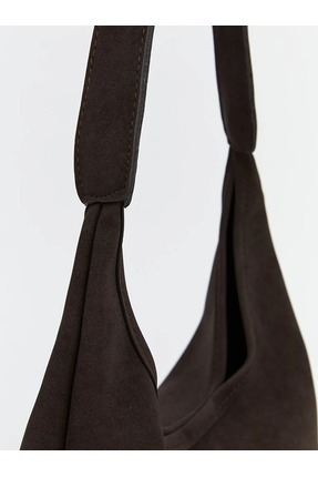 LCW ACCESSORIES Kahverengi Deri Görünümlü Kadın Moon Çanta Image 4