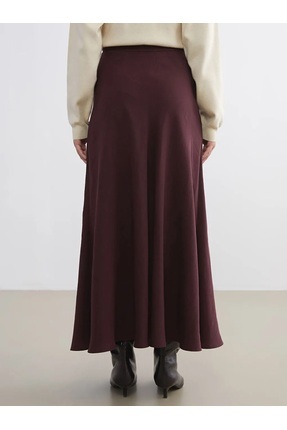 LCW Modest Bordo Beli Fermuarlı Kloş Etek Image 1