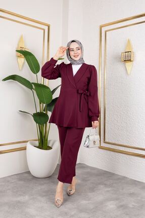 Kadın Pens Detaylı ikili Takım Tesettür Alt üst Takım Image 4