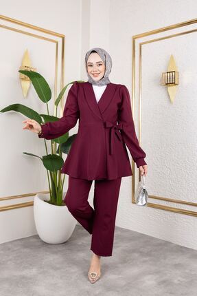 Kadın Pens Detaylı ikili Takım Tesettür Alt üst Takım Image 2