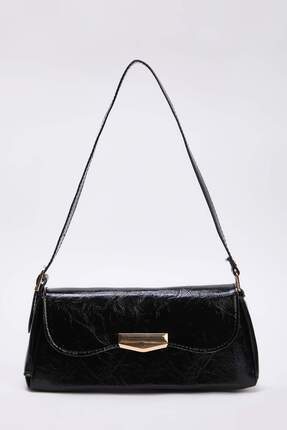 Siyah Kırışık Cilt Kadın Mini Boy Mini City Omuz Çantası TAKAW26OC00079 Image 0