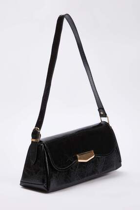 Siyah Kırışık Cilt Kadın Mini Boy Mini City Omuz Çantası TAKAW26OC00079 Image 1