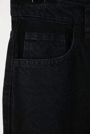 Siyah Yüksel Bel 90'lar Straight Fit Büyük Beden Jeans TBBAW26CJ00052 Image 5