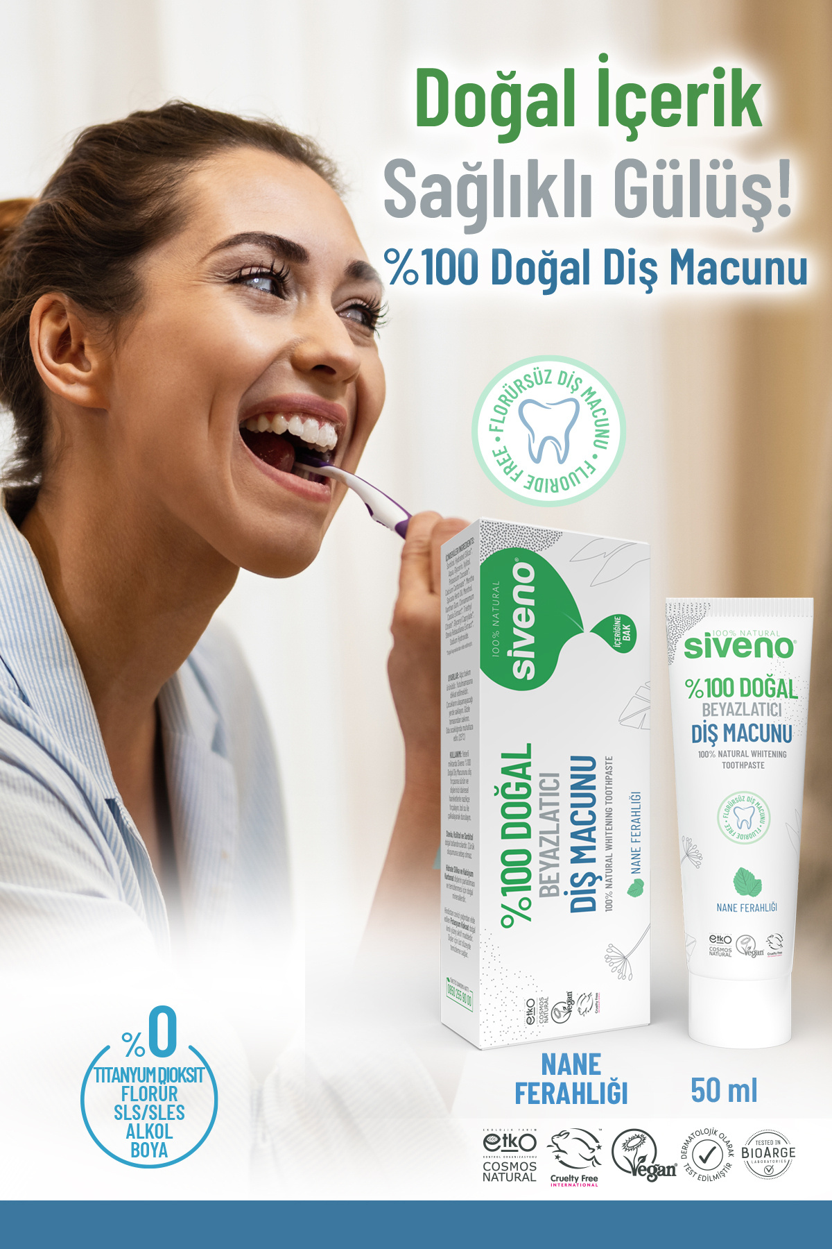 100 ٪ خمیردندان طبیعی سفید کننده نعناع شکوفا 65 گرم