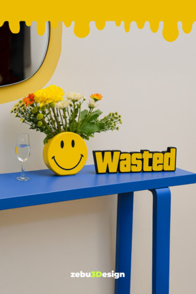 Wasted Yazı Figürü Masa Dekoru | Sarı | Oyuncu Odası Gaming Aksesuarı | 20 Cm Image 3