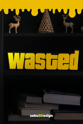 Wasted Yazı Figürü Masa Dekoru | Sarı | Oyuncu Odası Gaming Aksesuarı | 20 Cm Image 2