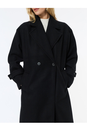 Oversize Kaban Kaşe Uzun Kollu Cepli Düğmeli Kruvaze Image 4