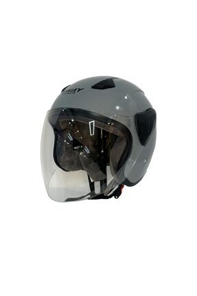 SW 733 Gri Yarım Kask Ayna Vizörlü Image 1