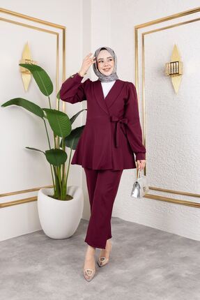 Kadın Pens Detaylı ikili Takım Tesettür Alt üst Takım Image 0
