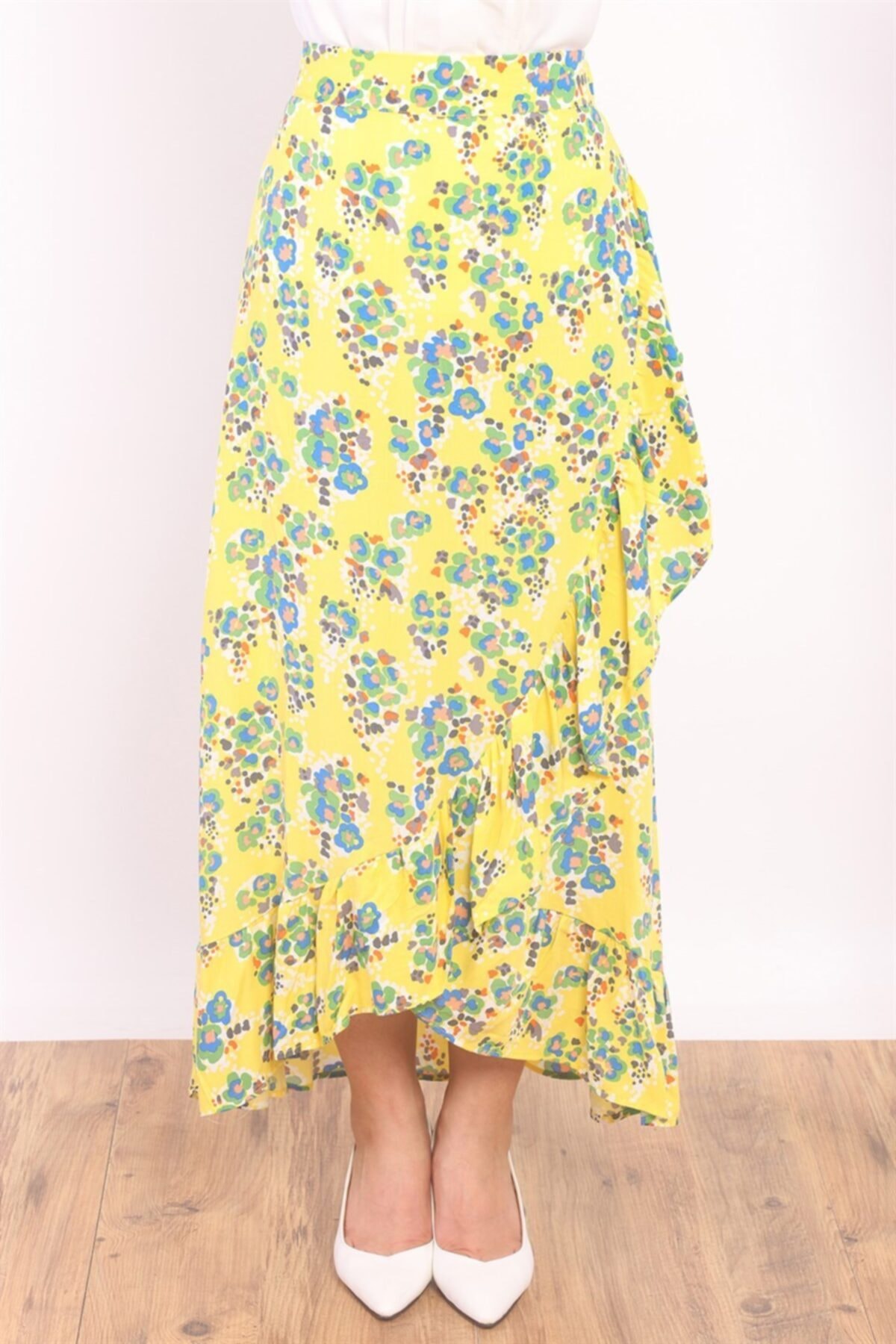ModaBerfu Fırfır Detaylı Etek (sarı)