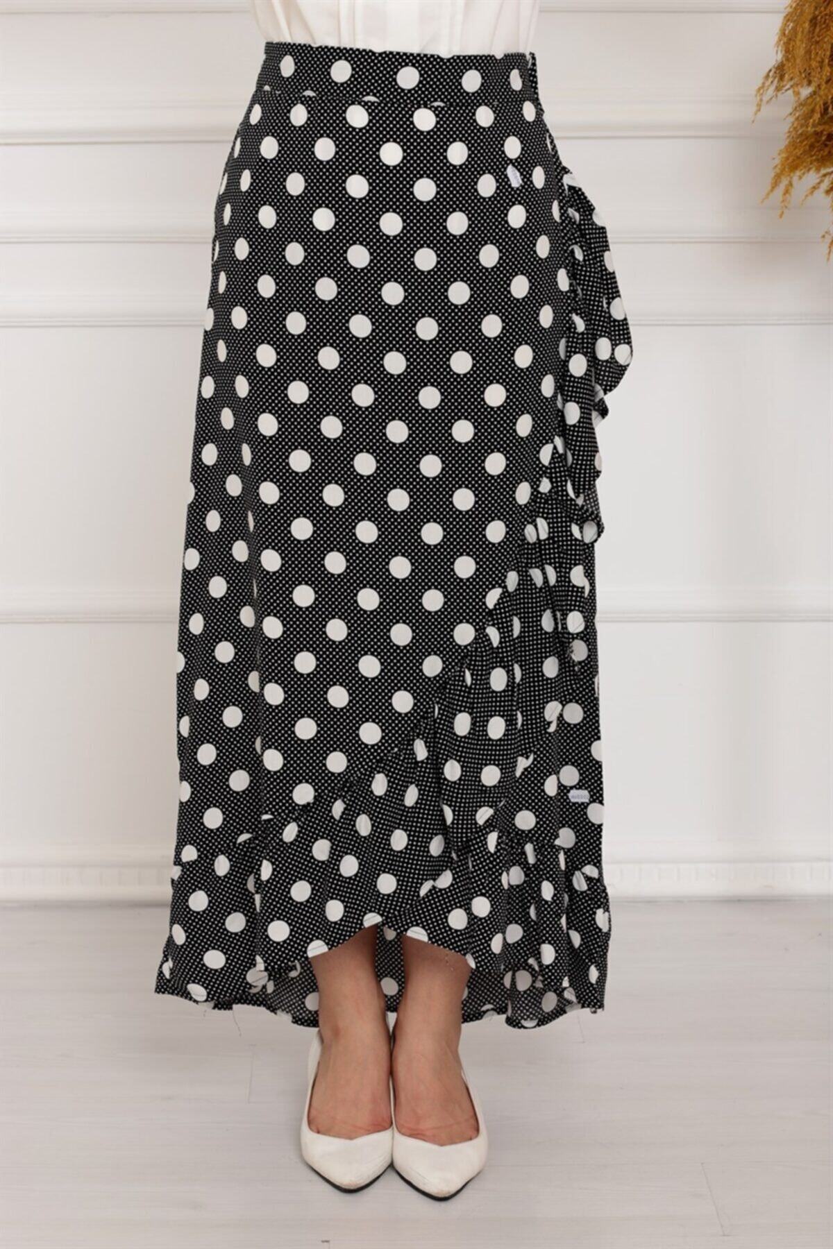 ModaBerfu Puantiye Desenli Fırfırlı Etek (içiçe Puantiye)