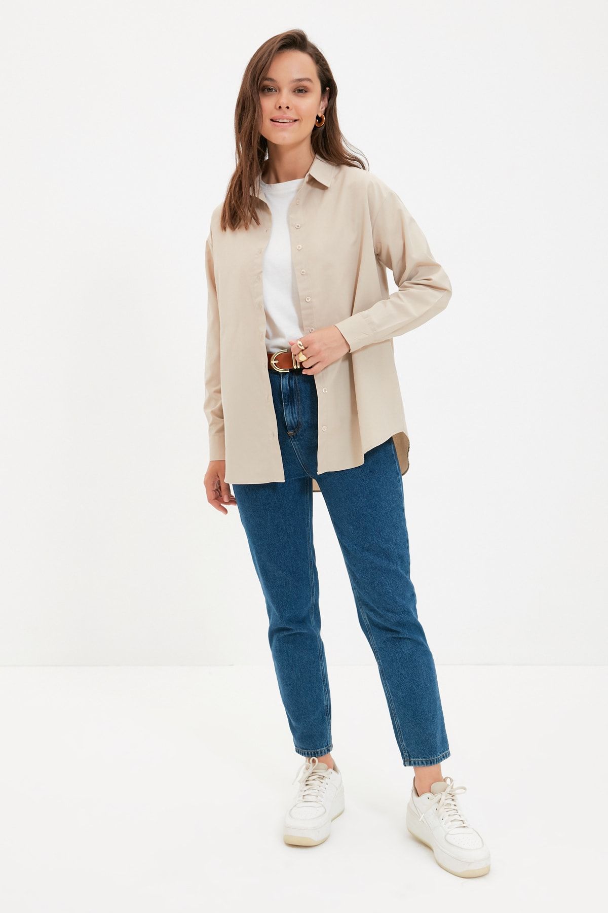 Trendyol Modest Taş Gömlek Yaka Tunik TCTAW22UK0083