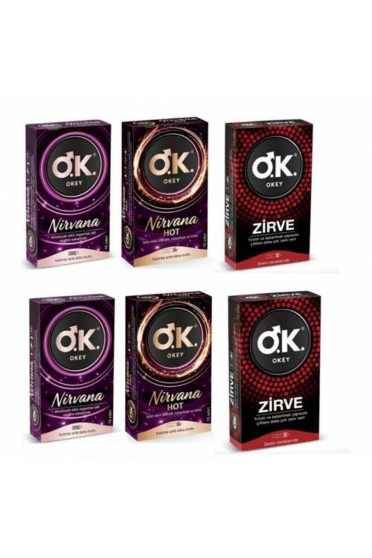 Okey Prezervatif Nirvana 20 Li + Nirvana Hot 20 Li + Zirve 20 Li