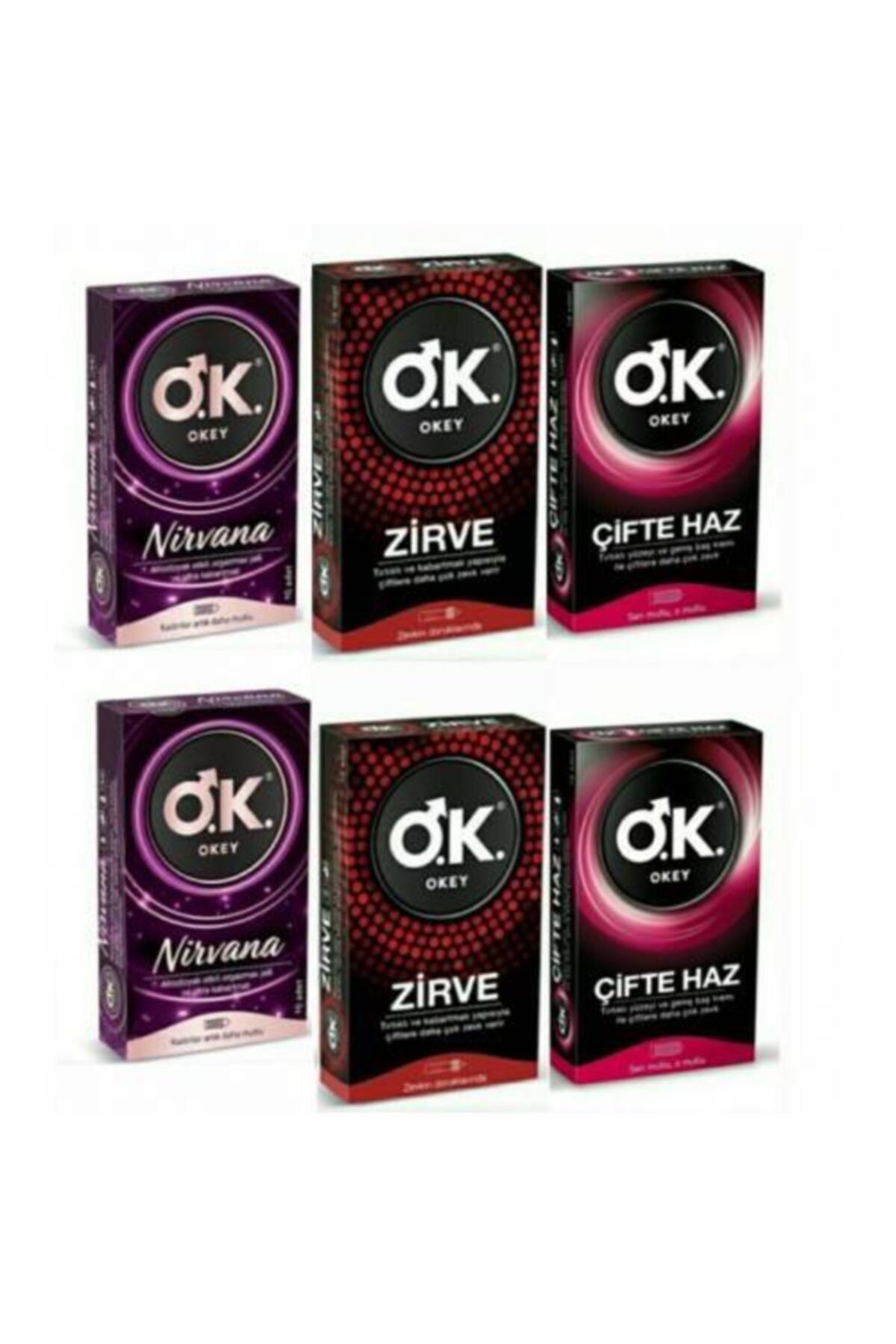Okey Prezervatif Nirvana 20 Li + Zirve 20 Li + Çifte Haz 20 Li