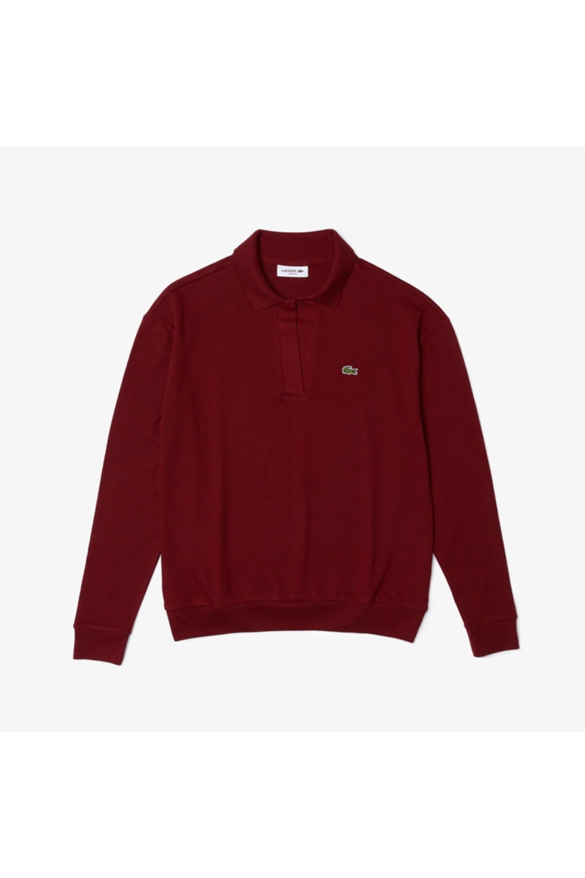Lacoste Kadın Regular Fit Uzun Kollu V Yaka Bordo Polo