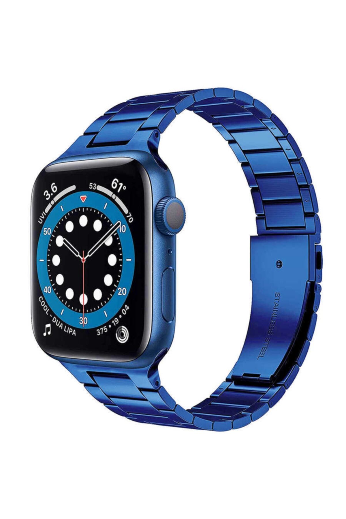 noktaks Apple Watch 44mm Wiwu Ultra Thin Steel Belt Three Beads Metal Kordon Akıllı Saat Kordonu