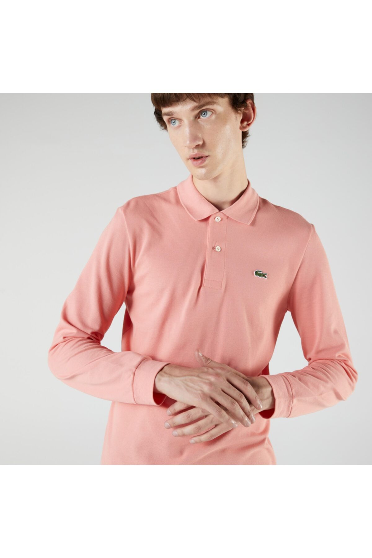 Lacoste Erkek Classic Fit Uzun Kollu Pembe Polo