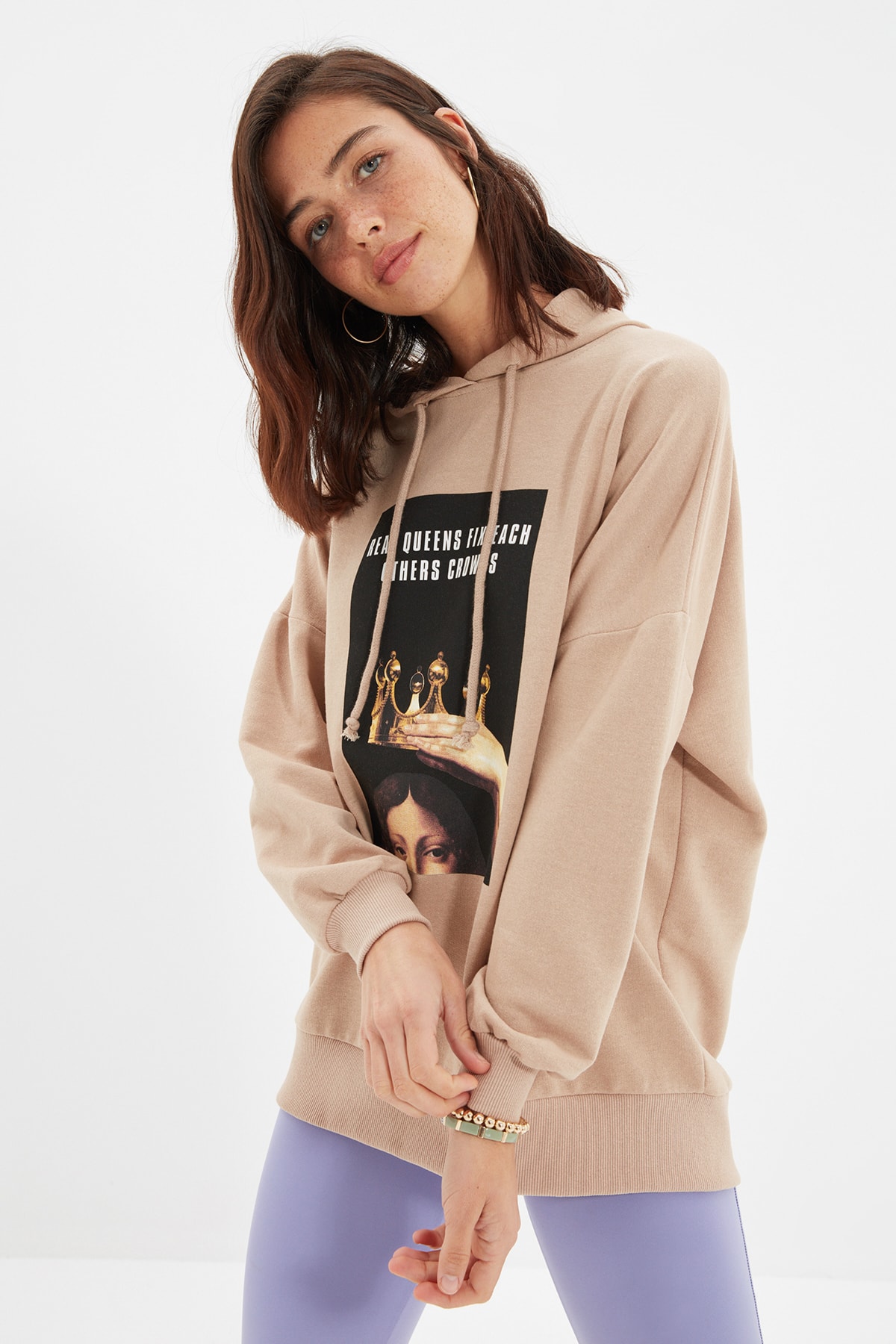 TRENDYOLMİLLA Camel Örme İnce Sweatshirt TWOAW22SW1541