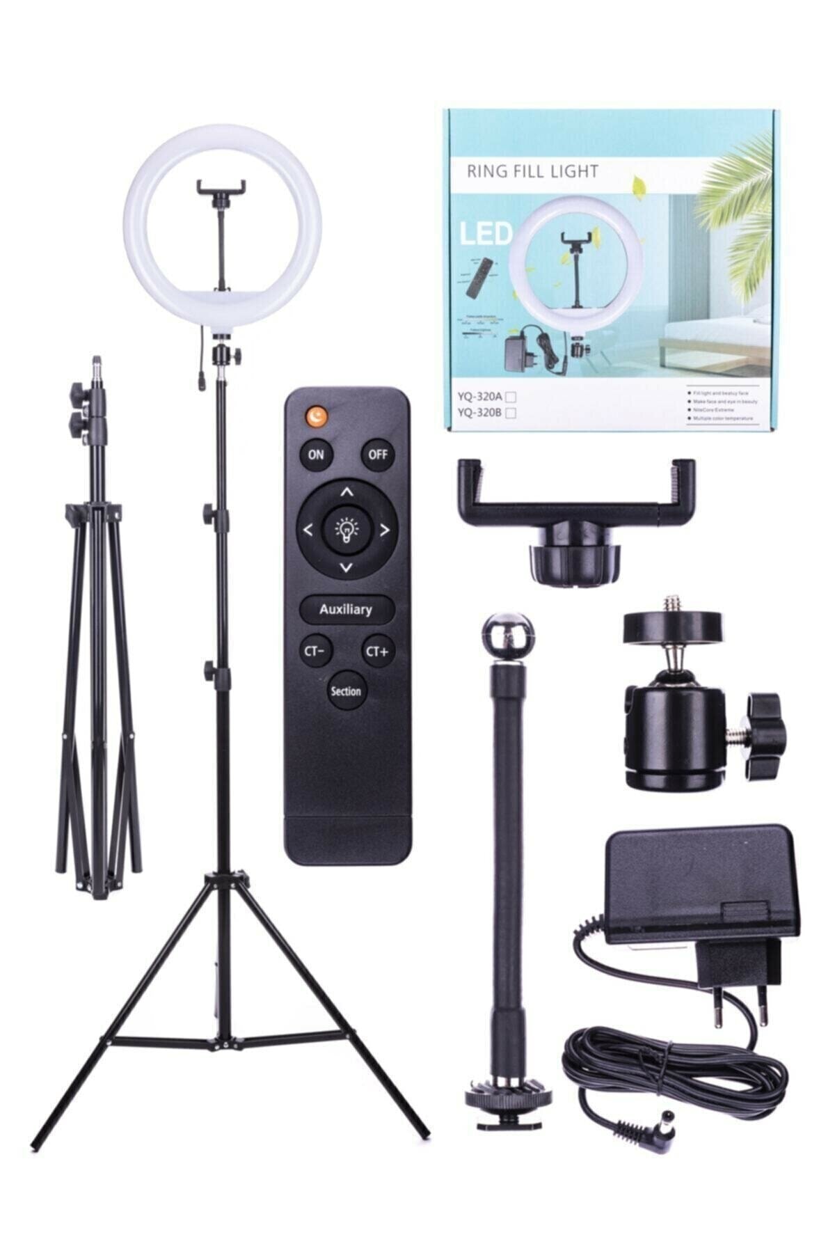 RAYLAX Kumandalı Adaptörlü Ring Light Kuaför Makyaj Selfi Işığı 12 Inç 2 Mstand