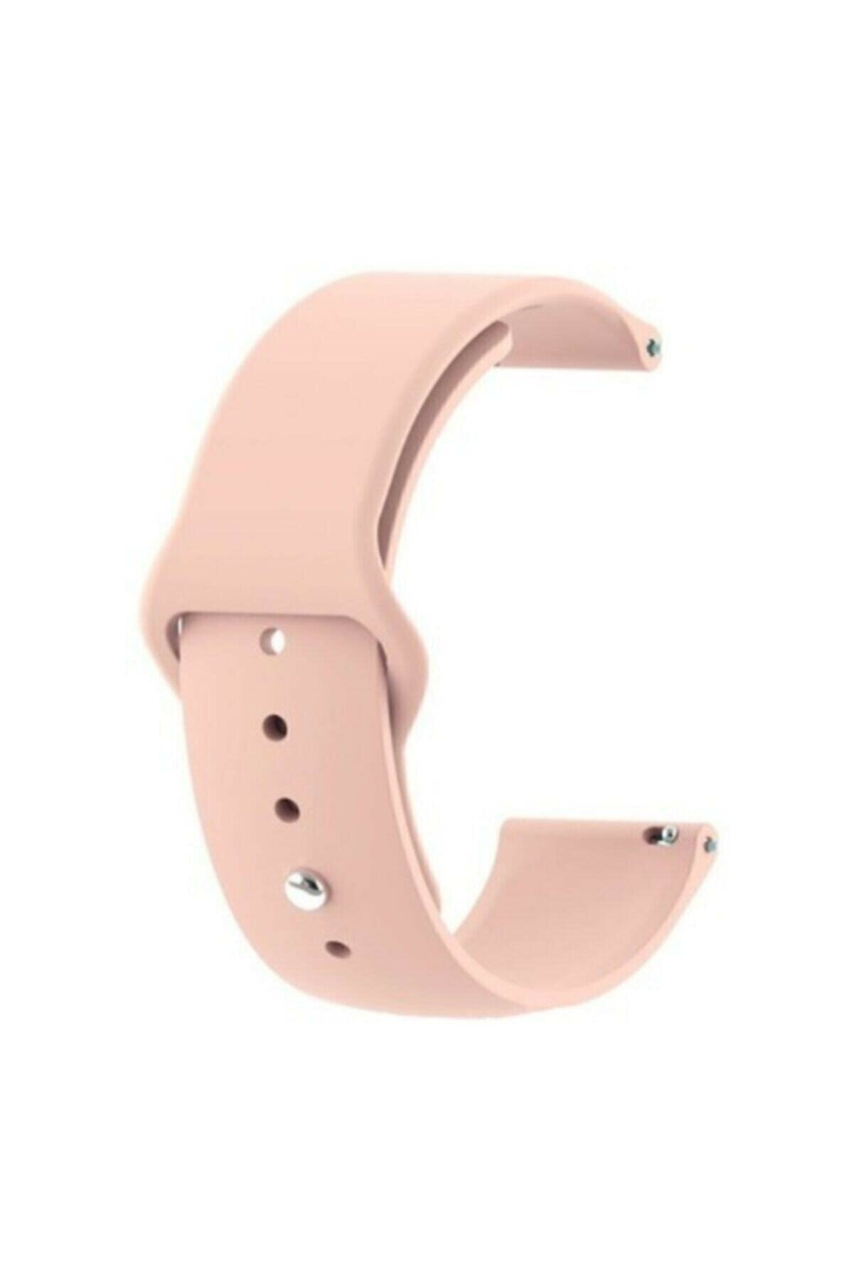 Tagomoon Amazfit Bip Ve Bip Lite Ile Uyumlu Yumuşak Dokulu Pudra Pembe Silikon Kordon Kayış (20mm)