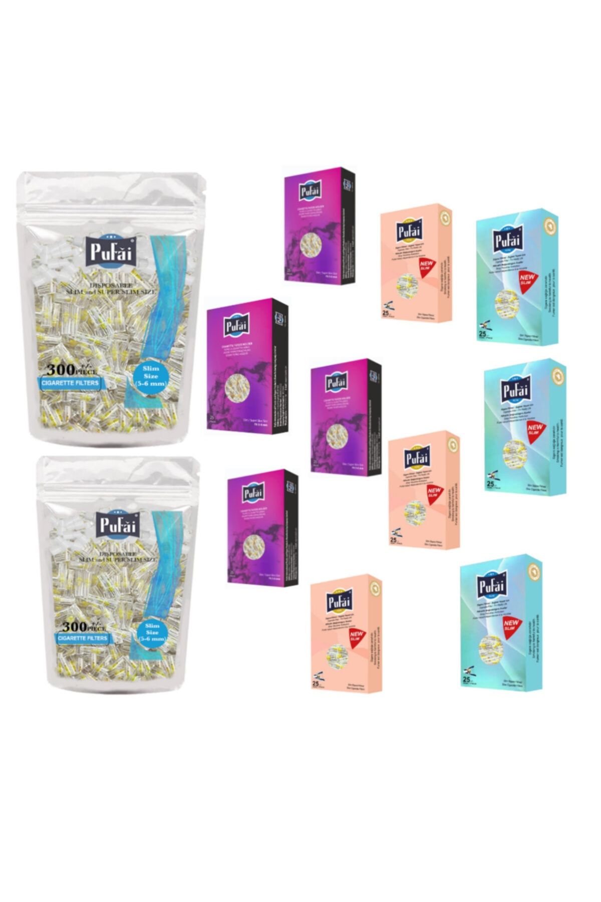Pufai Slim Ağızlık 5mm 6mm Uyumlu Sigara Filtresi 850 Adet 1 Paket 10 Kutu