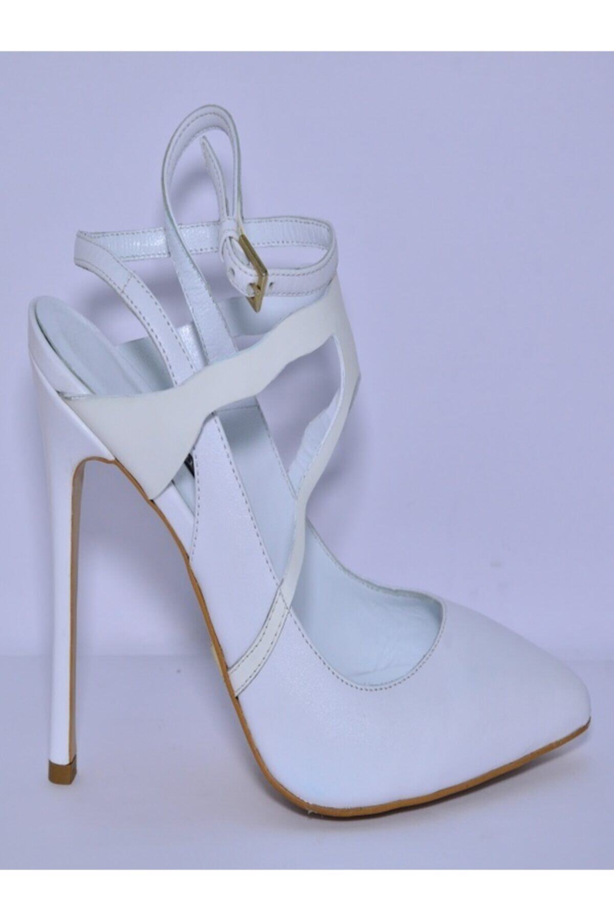 İnci Beyaz Deri Stiletto