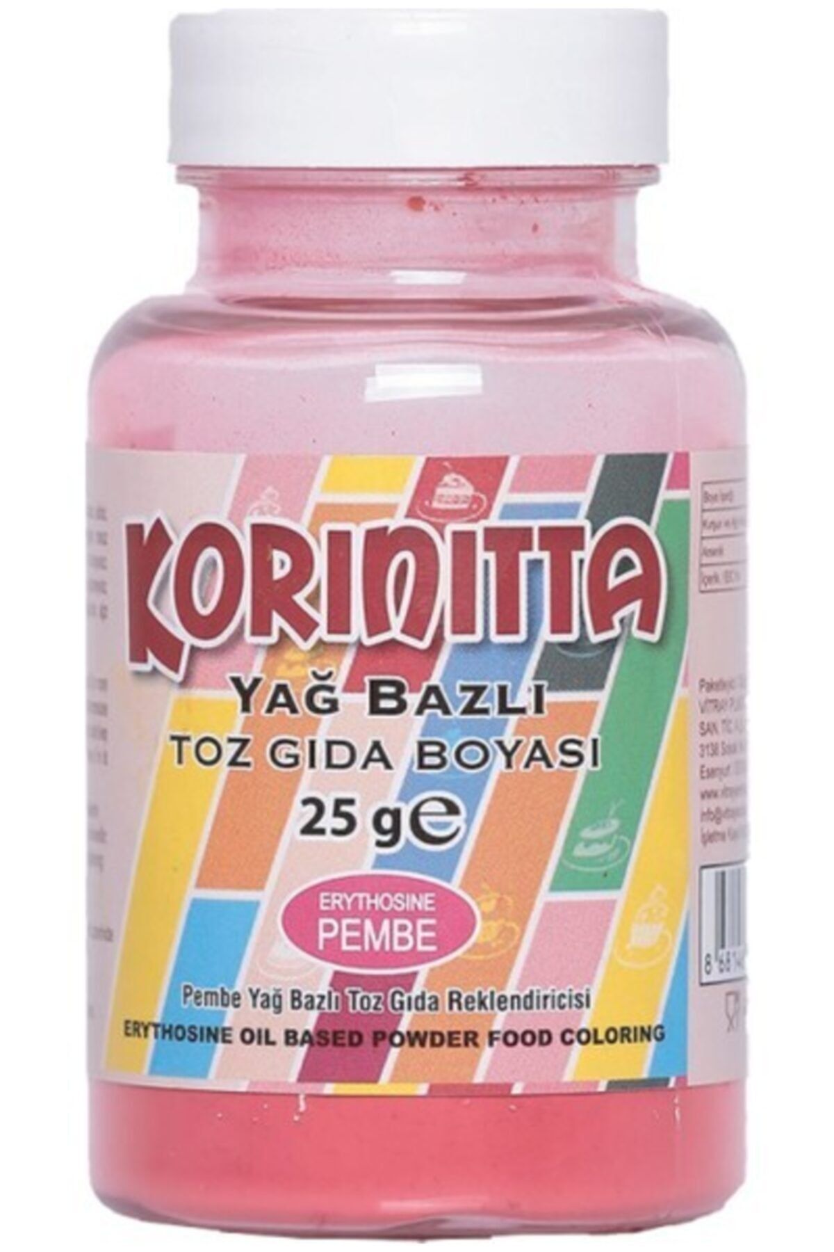 Korinitta Yenilebilir Yağ Bazlı Toz Gıda Boyası Pembe 25 gr