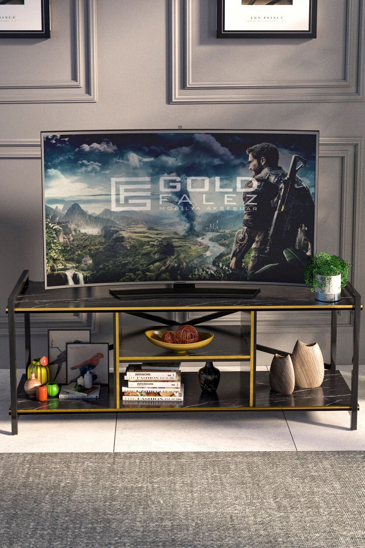 GOLDFALEZ Tv Sehpası Tv Ünitesi Sehpa Çift Bendir 5000