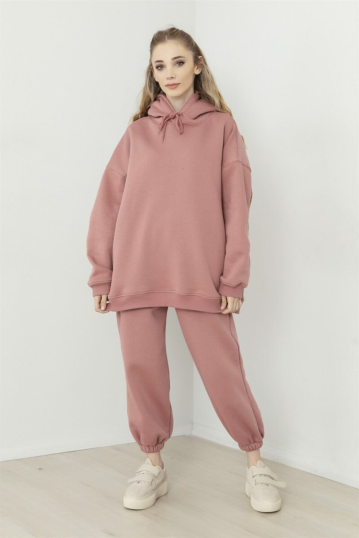 Meri Store Oversize Kapşonlu Pembe Sweat