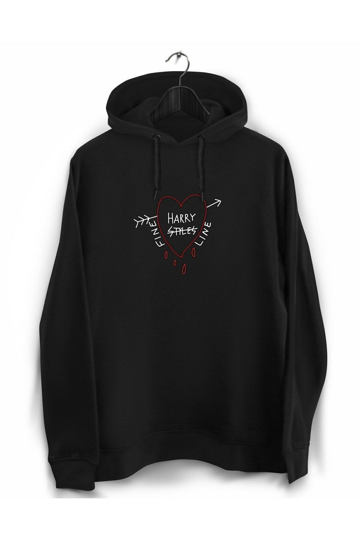 IvırZıvır Unisex Siyah Harry Styles Taraftar Baskılı Sweatshirt