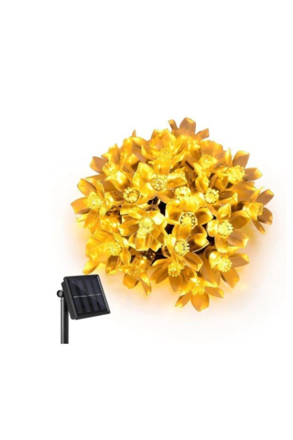 SİDESA Solar Şeftali Çiçeği Led Işık Zinciri 9.5 Metre 50 Ledli