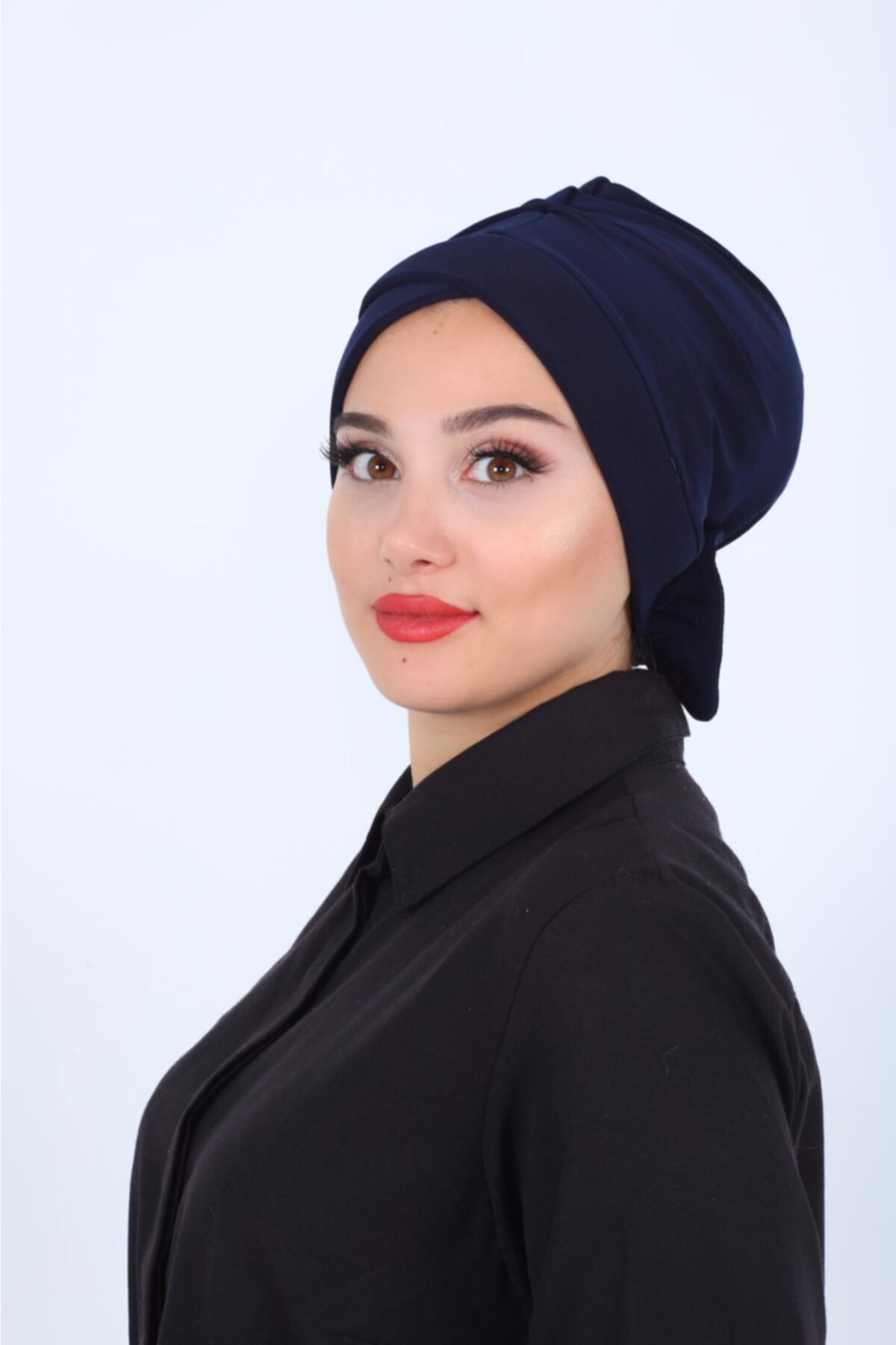 BEÇA HOME Fiyonklu Bone Iki Yönlü Lacivert - Özel Tasarım- Yeni Model Tesettür Giyim