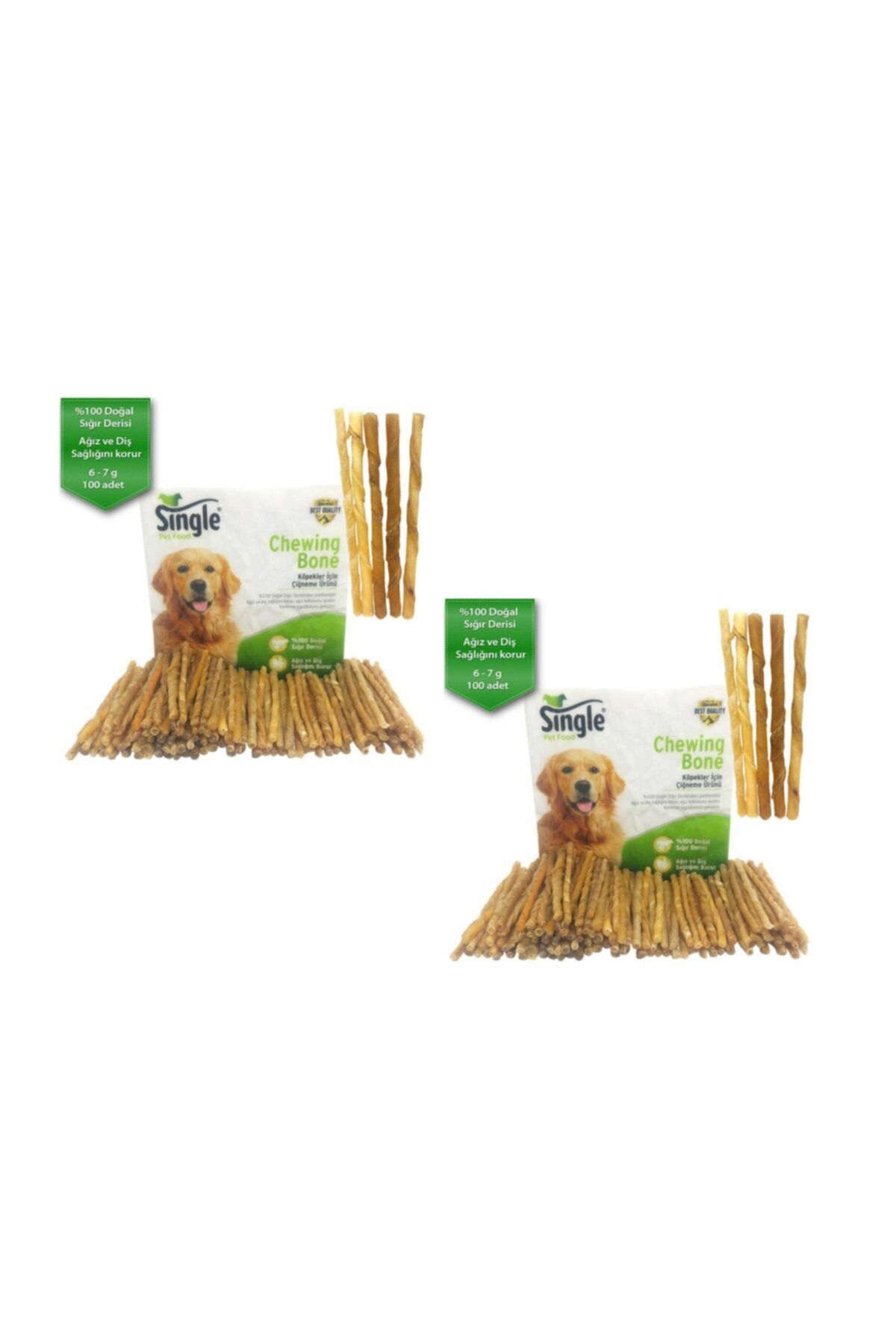 SINGLE Kemik Burgu Çubuk Naturel 12 Cm 6 Gr 100 Lü (2 Adet)