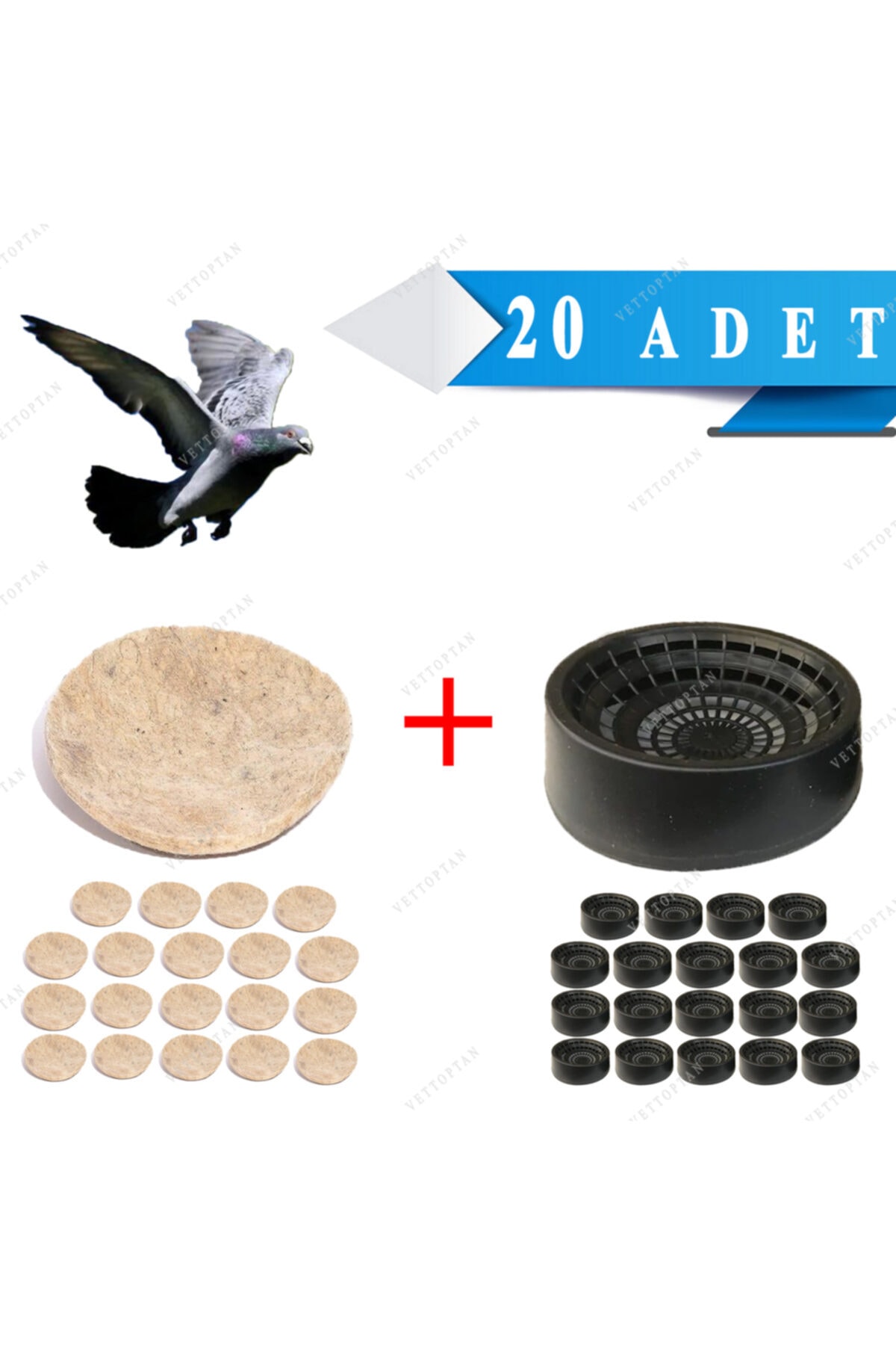 Endiket 20 Adet Delikli Oval Folluk Ve 20 Adet Yün Keçe Güvercin Delikli Oval Güvercin Folluğu Ve Yün Keçe