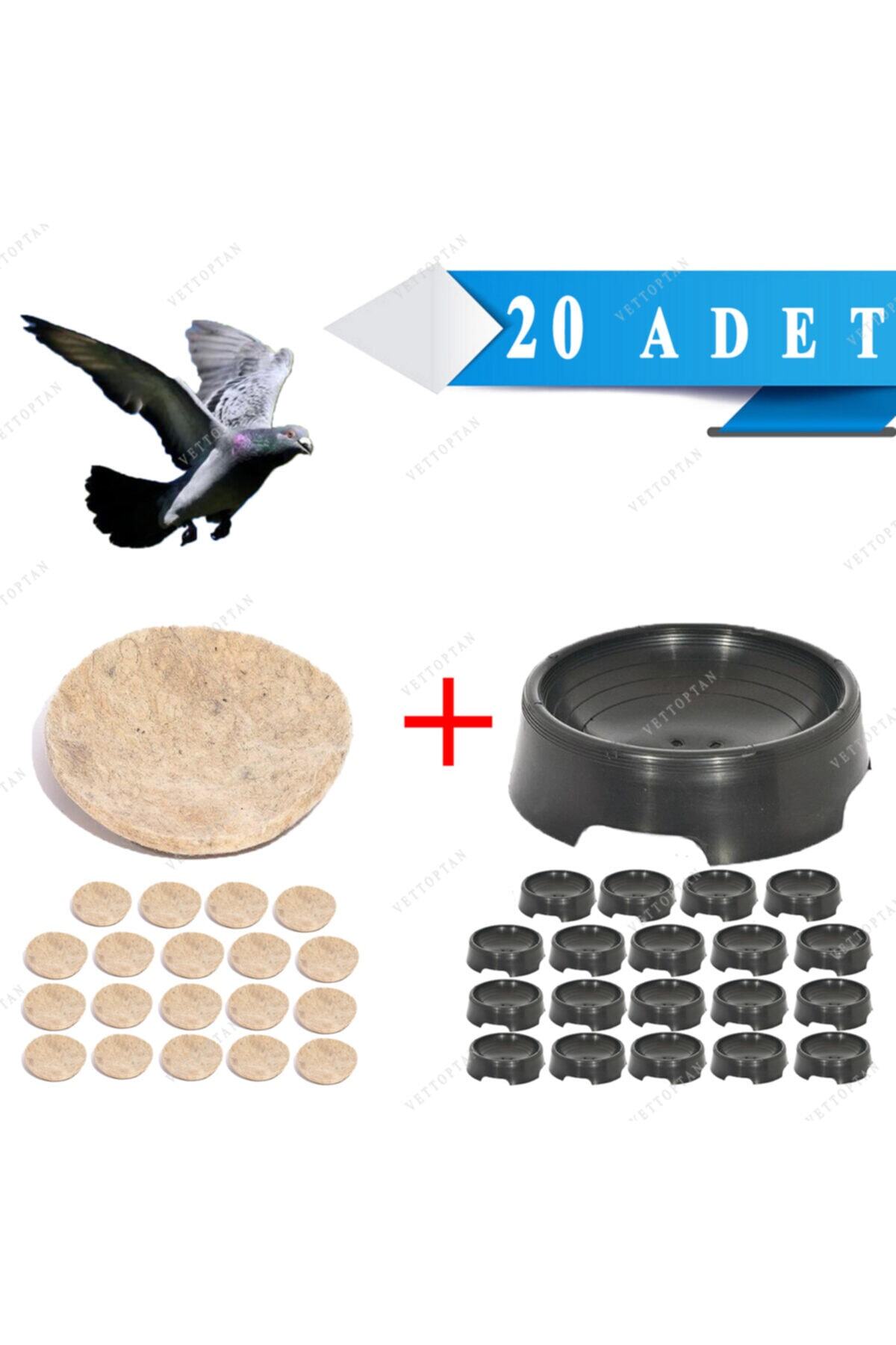 Endiket 20 Adet Plastik Oval Folluk Ve 20 Adet Yün Keçe Güvercin Plastik Oval Güvercin Folluğu Ve Yün Keçe