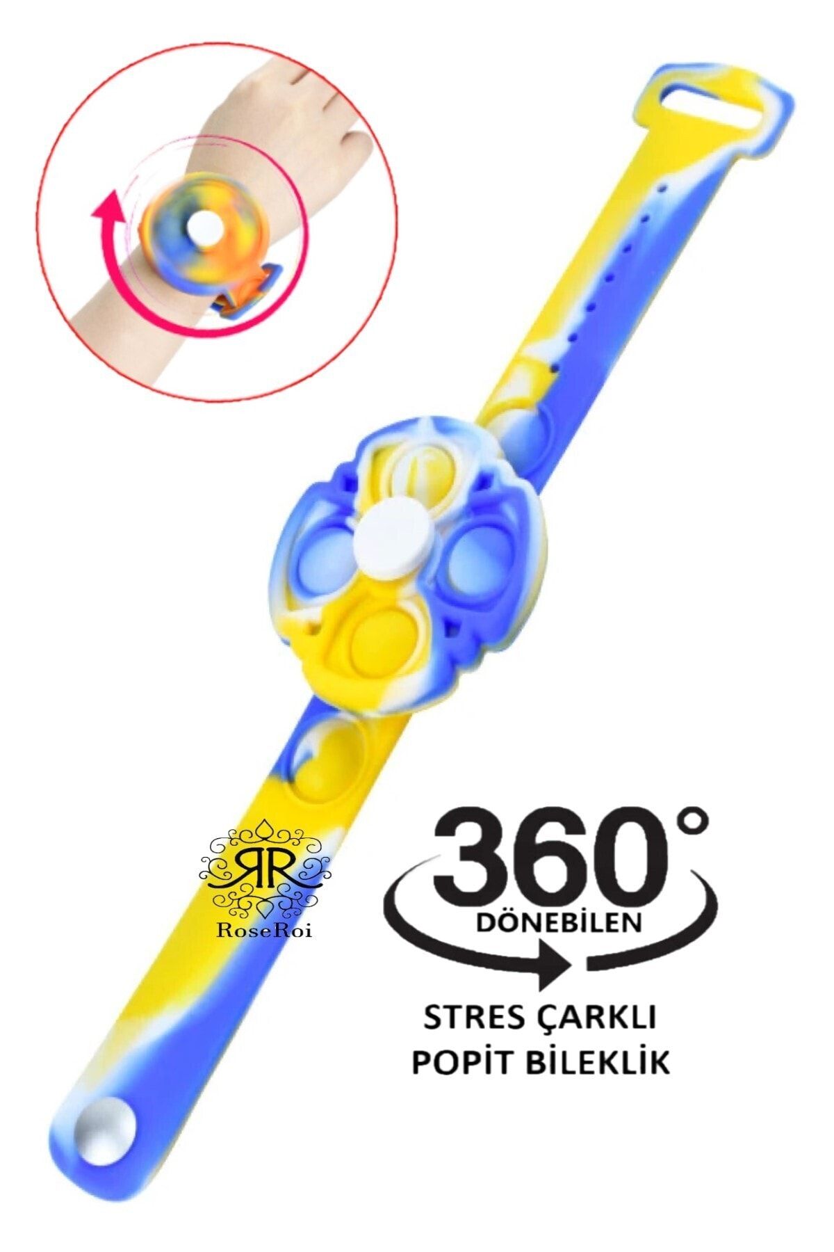 RoseRoi Pop It Push Bubble Fidget Spinner Bileklik Popit Stres Çarkı Simple Dimple Oyuncak