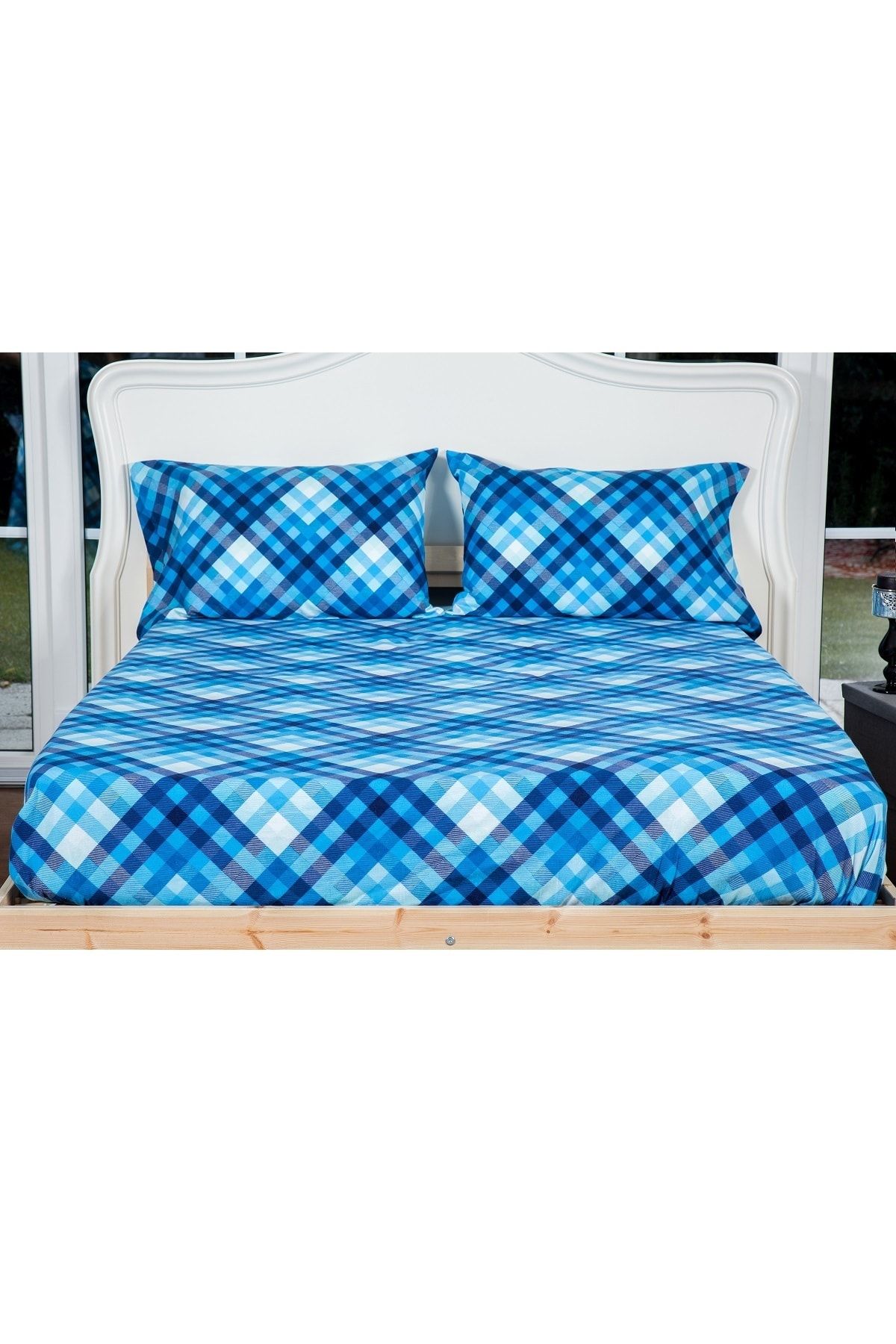 makiteks %100 Pamuklu Kışlık Flanel Pazen Lastikli Çarşaf Seti 200x200, 2 Adet 50x70 Yastık Kılıfı