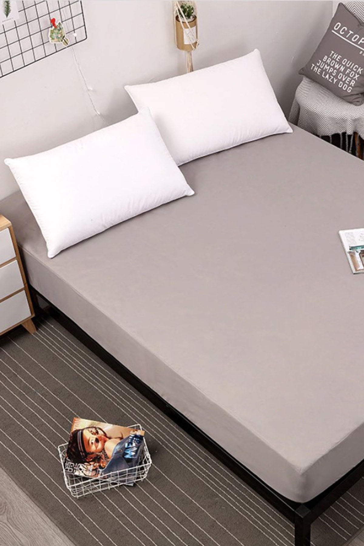LADYNİL 160x200 Çift Kişilik Lastikli Penye Çarşaf %100 Pamuk Bej