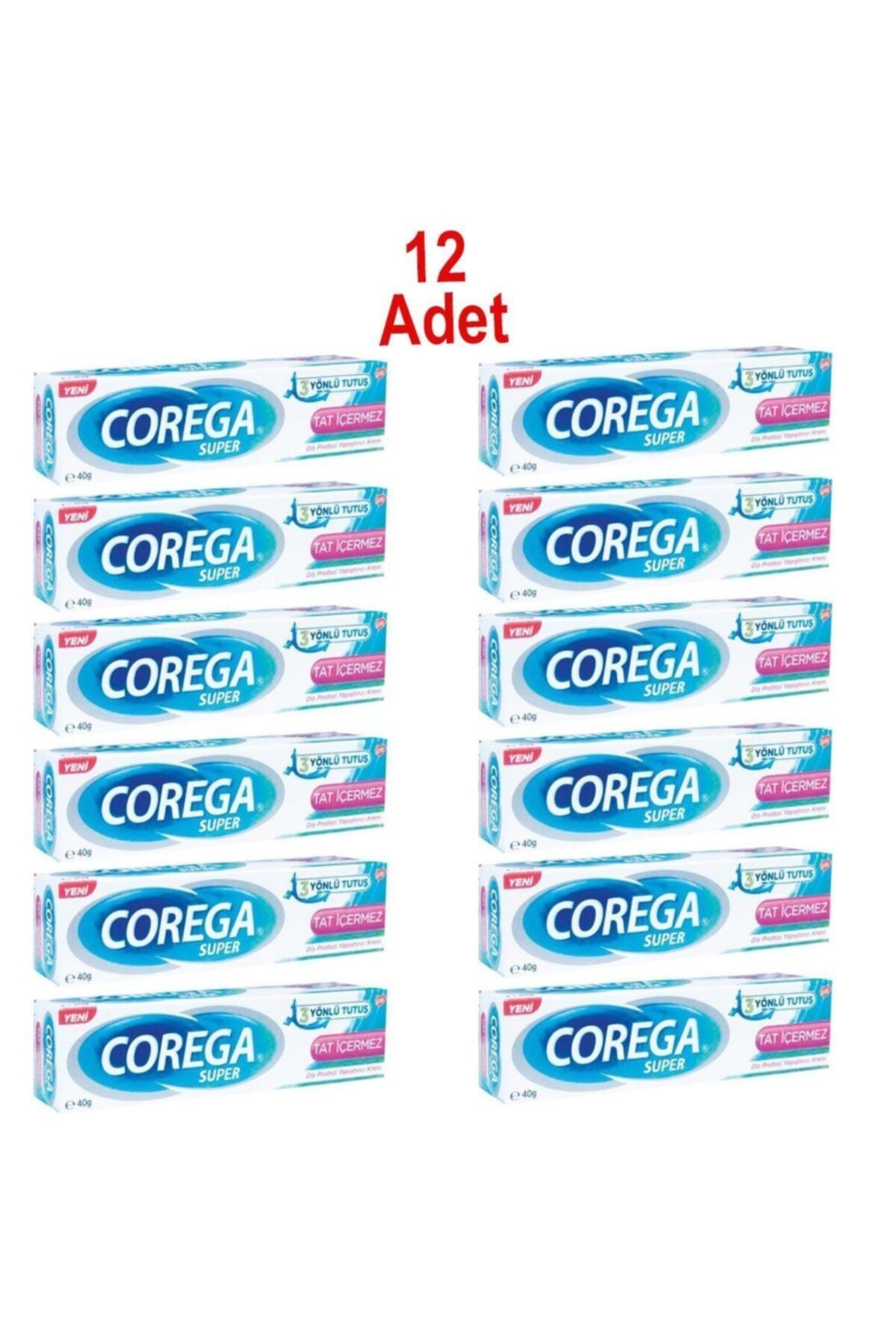 Corega Süper Tatsız Diş Protezi Yapıştırıcı Krem 40 gr 12 Adet Skt 12/2022