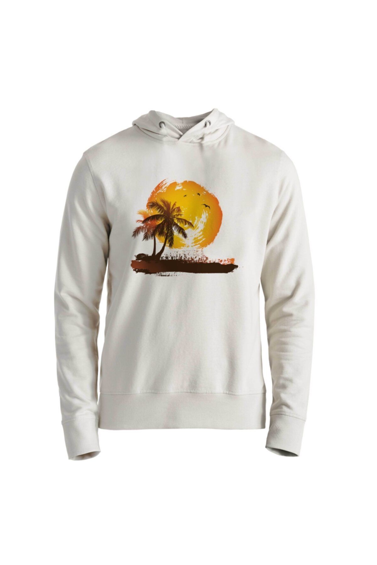 Alfa Tshirt Palmiye Baskılı Ekru Sweatshirt