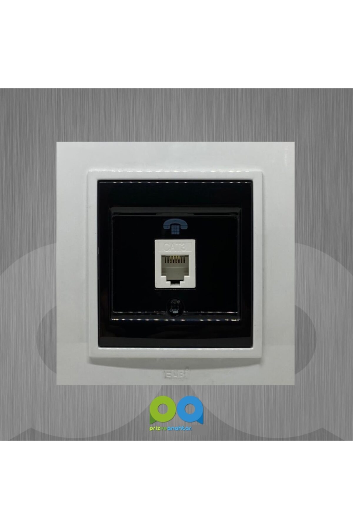 ELBİ Zena Telefon Prizi Numeris Çerçeveli Siyah Kar Beyaz