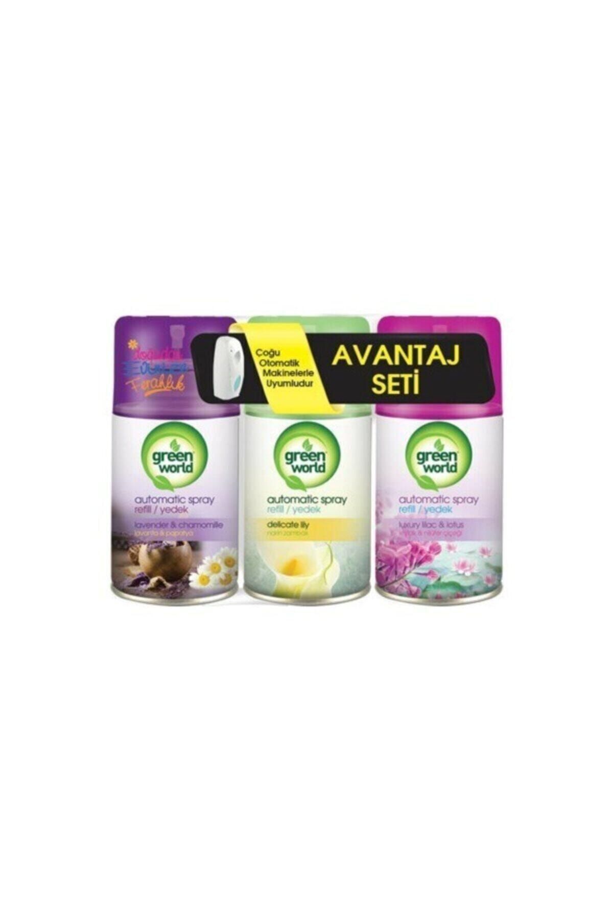 Green World Oda Kokusu Yedek 3 X 250 Ml-leylak Nilüfer Çiçegi,moss Spring,bağazerguvanları.