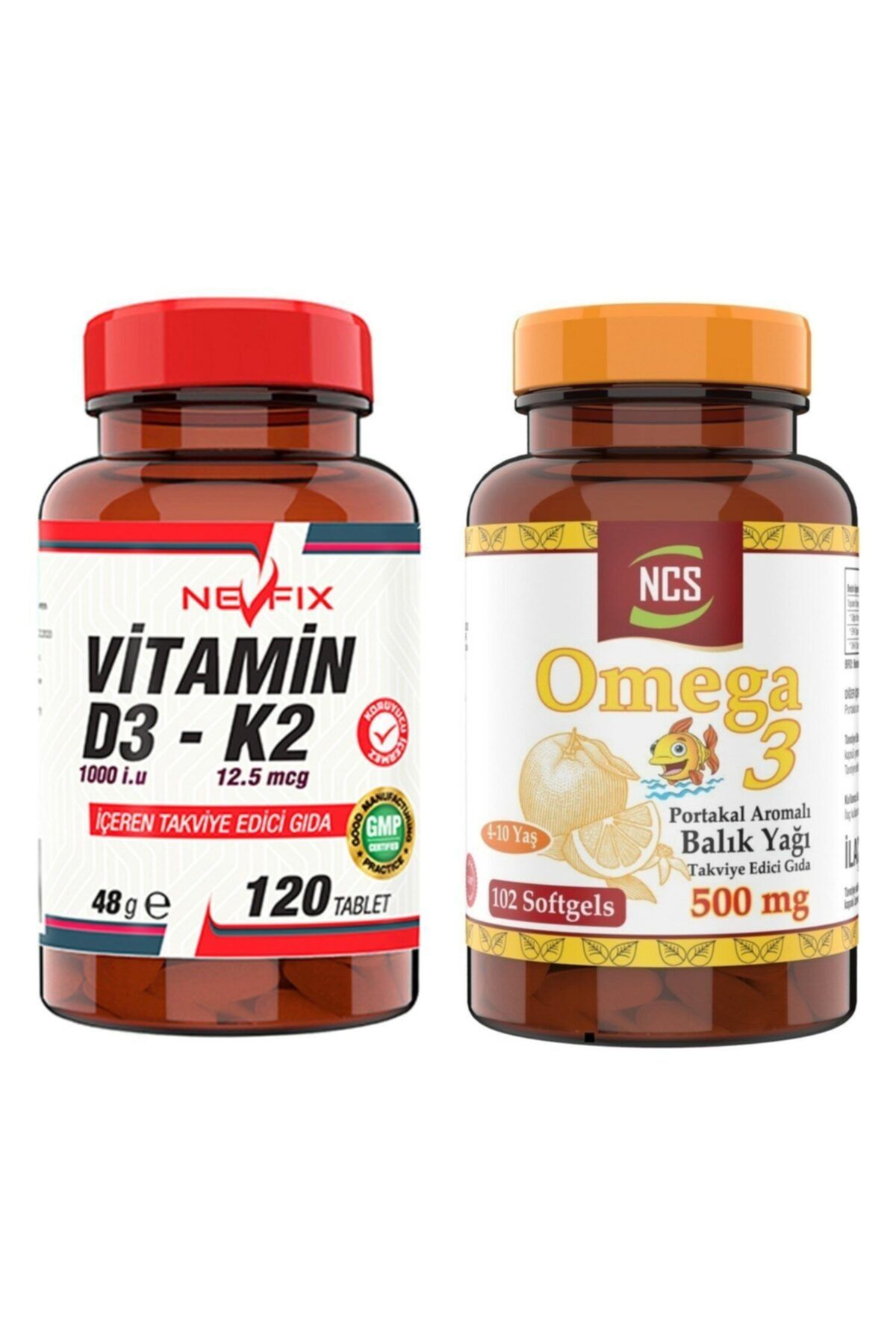 NCS Omega 3 Portakal Aromalı Balık Yağı 102 Softgel Vitamin D3-k2